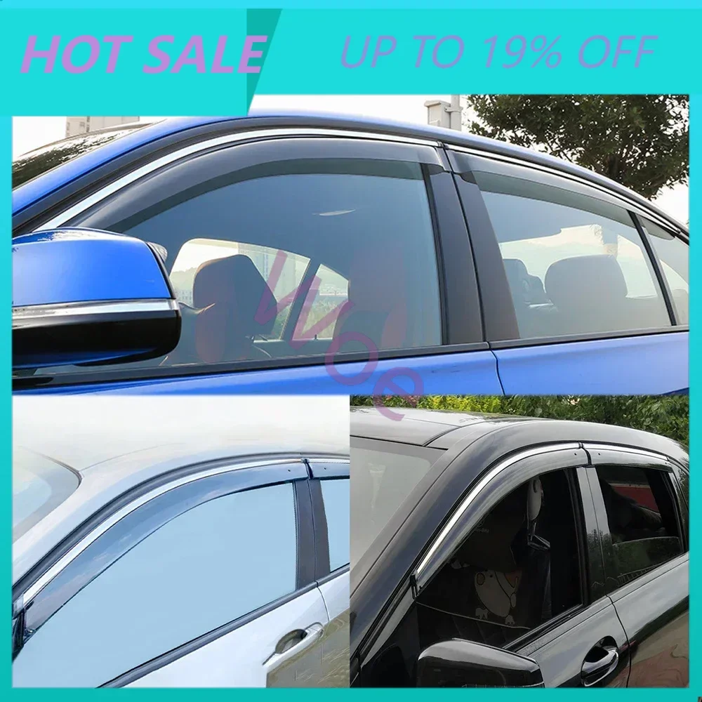 Deflectores de Viento para Ventanas, Visores de Puerta, Protectores de Lluvia con Franjas Cromadas para VOLKSWAGEN VW POLO MK4 9N Hatchback 2005-2010