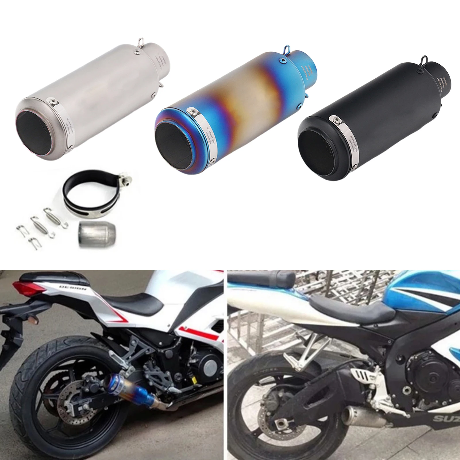 Tubo de escape universal para motocicleta, silenciador de repuesto, escudo térmico, accesorios para bicicleta