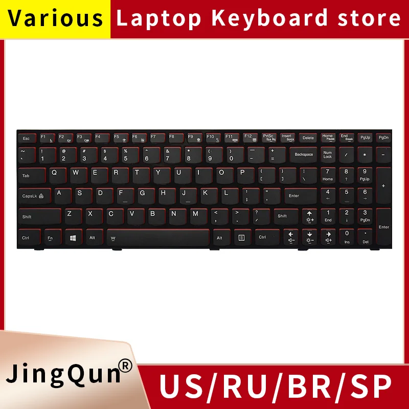 

US Laptop Keyboard FOR Lenovo Ideapad Y500 Y500N Y500NT Y510p With Backlit English right angle Version