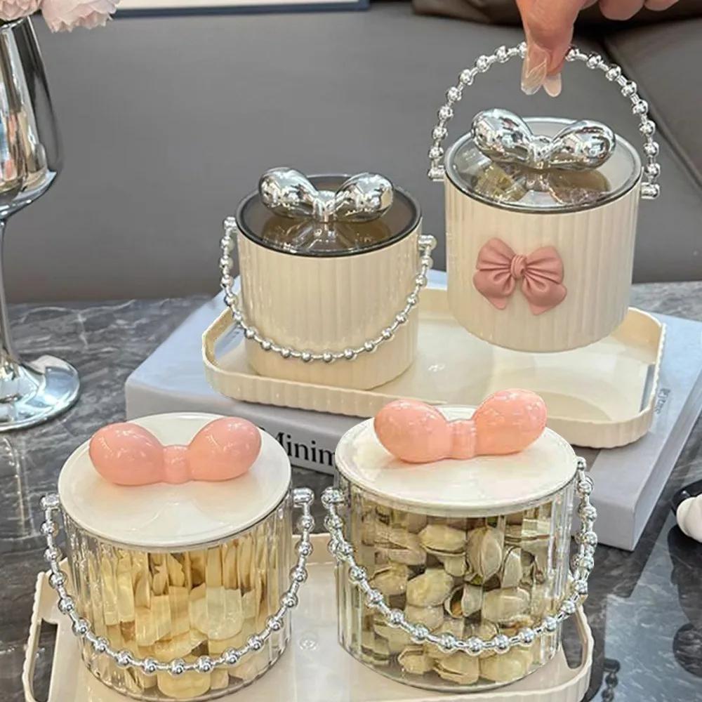 

2pcs/4pcs New With Lid Snacks Storage Box Plastic Refreshment Tray Home Decoration Jar Fruit Box Dried Fruit Dish Household