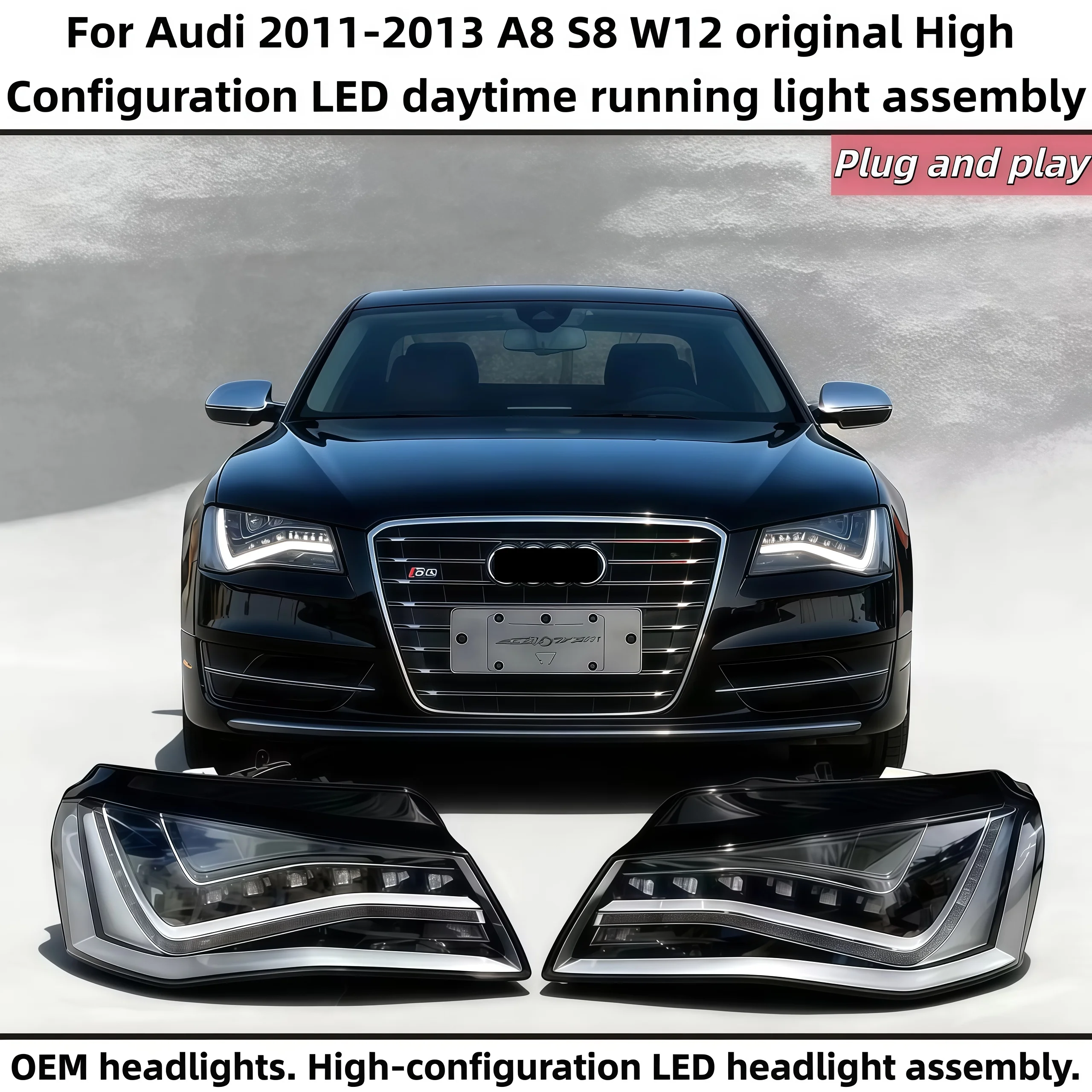 

Car Lights For Audi 2011-2013 A8 S8 W12 Original High-configuration LED Daytime Running Headlight Assembly Auto Accessories