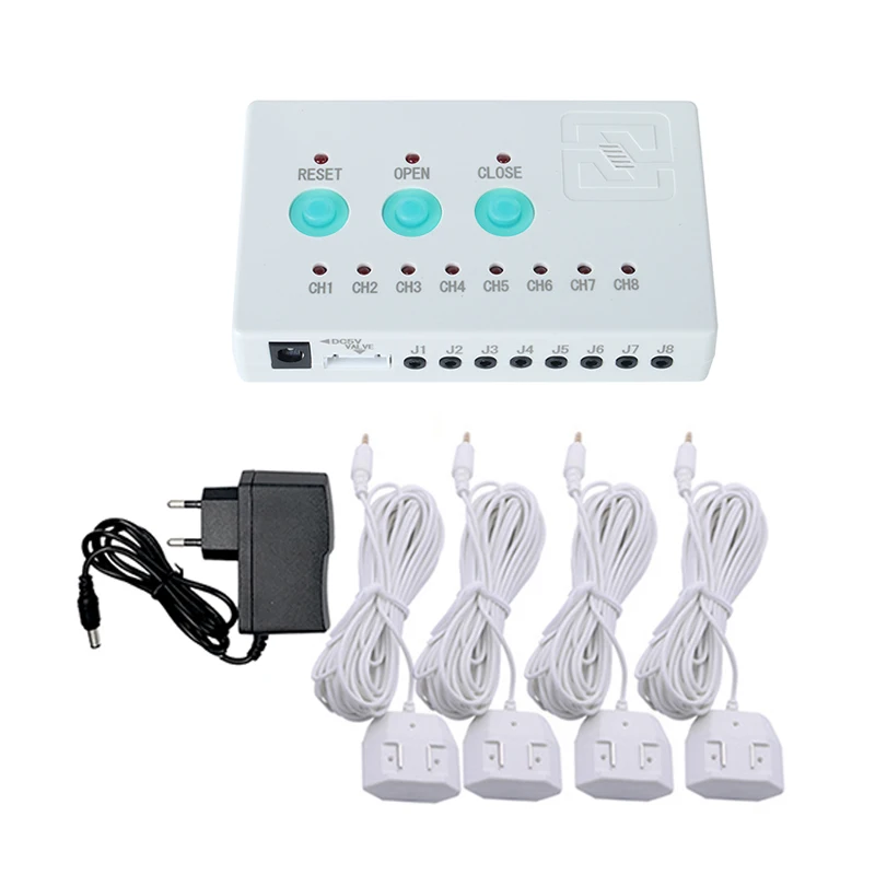 DC5V EU plug Water Leak Control Panel with 4pcs 6-meter Water Sensor for home alarm leakage protection