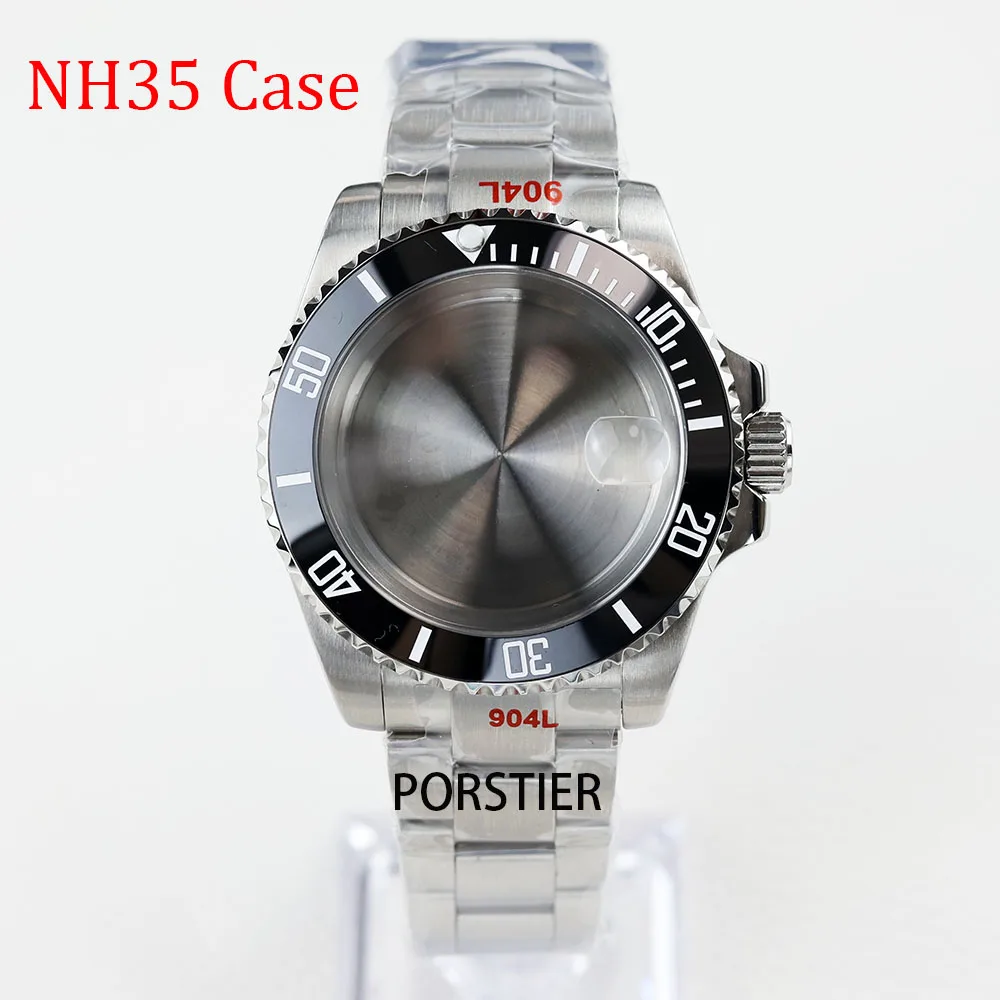 High Quality 40mm Waterproof Watch Case and Bracelet With Sapphire Glass For Nh35 Nh36 Movement 28.5mm Dial Submariner GMT Case