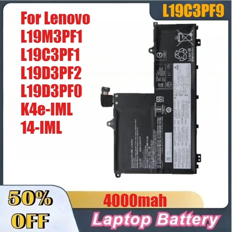 4000mah High-Quality Laptop Battery L19C3PF9 For Lenovo L19M3PF1, L19C3PF1, L19D3PF2, L19D3PF0, K4e-IML, 14-IML Fast Shipping