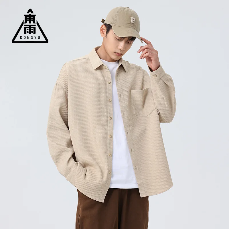 2025 Autumn Wrinkle Resistant Shirt For Men White Black Cardigan Casual Versatile Long Sleeve Shirt Jacket