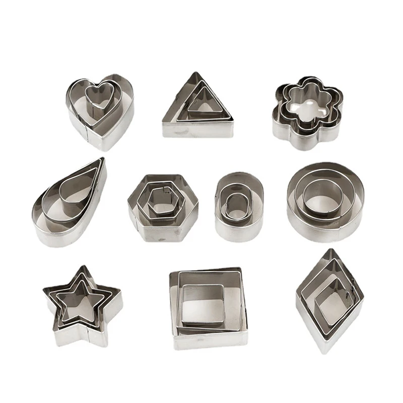 Stainless Steel Sugar Biscuit Press Stamp Embosser 30Pcs/set Cookie Cutter DIY Fondant Cake Mold Pastry Decor Baking Accesories