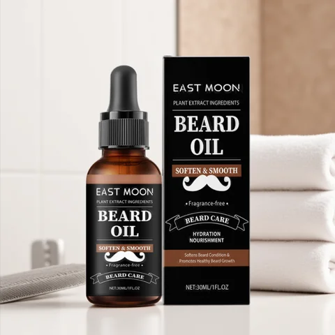 East Moon Men Beard Essential Oil Increase Moisturize Soft Smooth Nourish Thicken For Grooming Hair Facial Care Beard Growth Oil