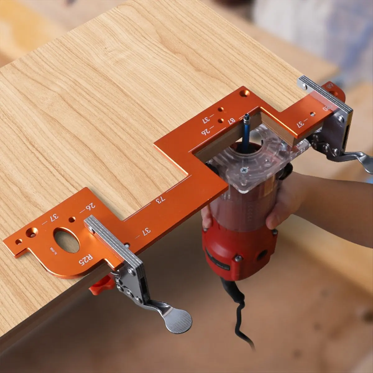 cnim-ハンドルフリースロッティングツール-木工ツール-木溝ツール-クローゼットキッチン-ドアキャビネット用木溝ガイド-グレー