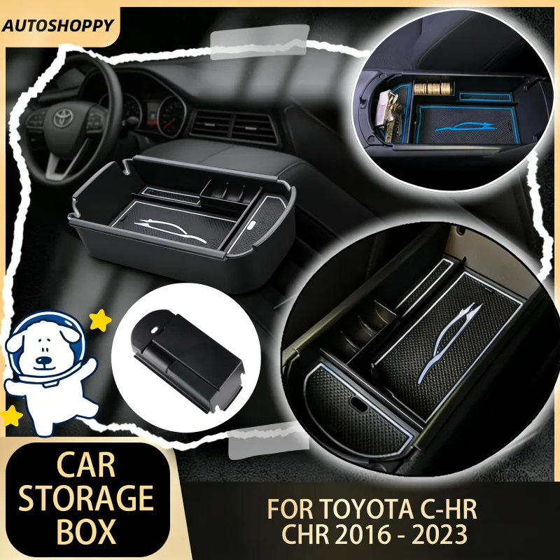 

Car ABS Phone Holder Storage Box for Toyota C-HR CH-R CHR 2016 - 2023 Center Concole Armrest Box Kit Parts Accessories