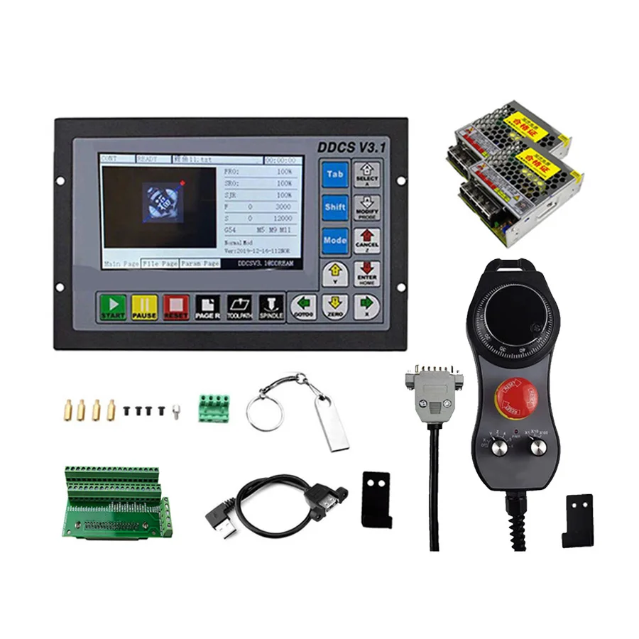 

Ddcsv3.1cnc Standalone Controller Kit 3/4 Axis G Code For Engraving Mill Ddcs V3.1+ E-stop Mpg Handwheel And 75w24vdc