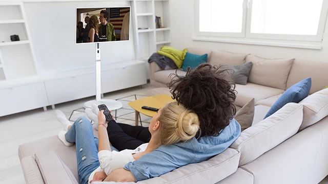 27'' AI Fitness Mirror Screen 360° Rotatable Stand 8H Battery Workout Virtual Coach for Home Gym Android 13 White Cabinet LED