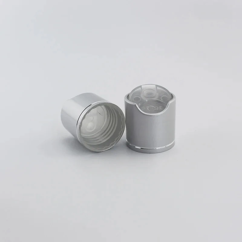 100pcs Silver Disc Top Caps With Aluminum Collar 24 410 Gold Shampoo Cap Plastic Bottle Container Cap Push Pull Press Caps