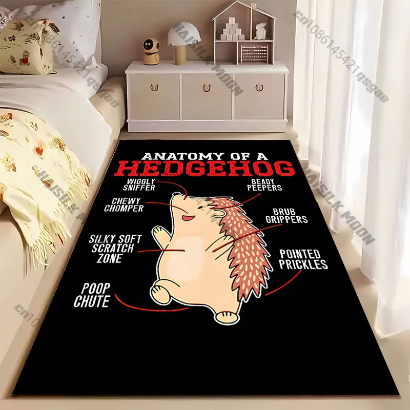 Playful illustration of hedgehog anatomy carpet Yoga living room room decor children's crawling mat doormat area rug