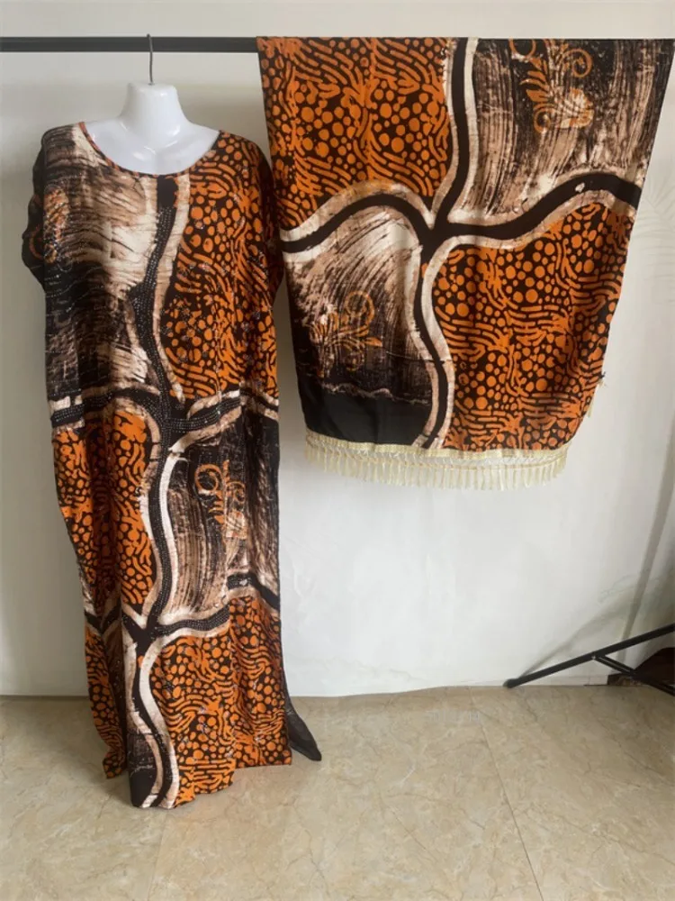 

Soft Rayon Kimono Robe Women's Elegant Print Diamond Embroidery Plus Size Cover Up With Fringe Scarf