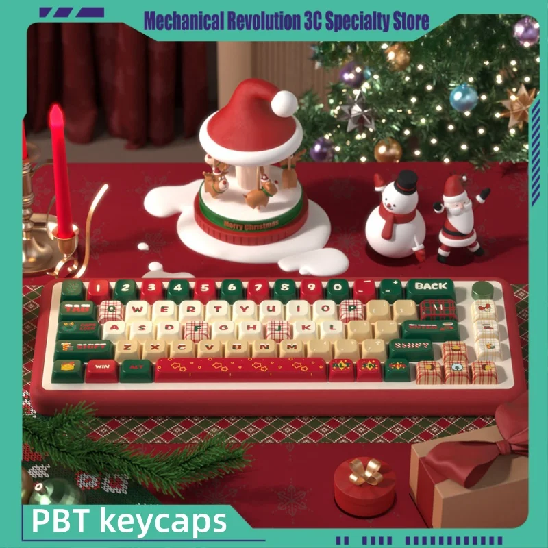 design ergonomico personalizacao personalizada pbt keycaps mecanicos original christmas eve theme 138 158key mda altura keycaps 01