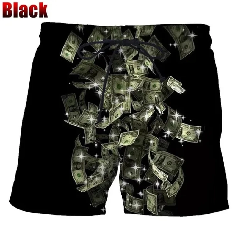 Bermuda Beach Shorts For Men Dollar 3D Printed Men\'s Board Shorts Unisex Casual Swimming Shorts Streetwear Vacation Beachwear