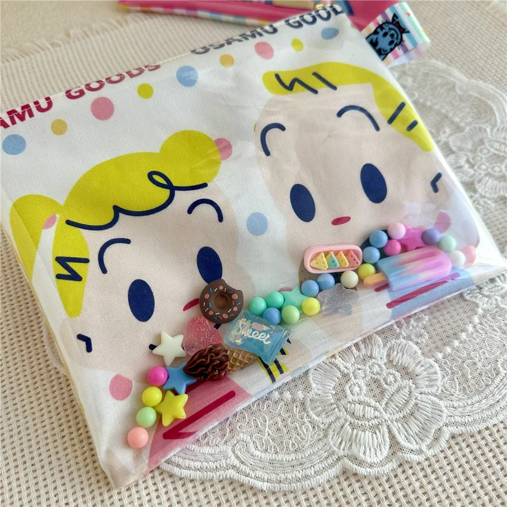 

Miniso Harada Osamu Cartoon Collaboration Cute Quicksand Bag Candy Color Phone Bag Transparent Zipper Bag Anime Coin Purse