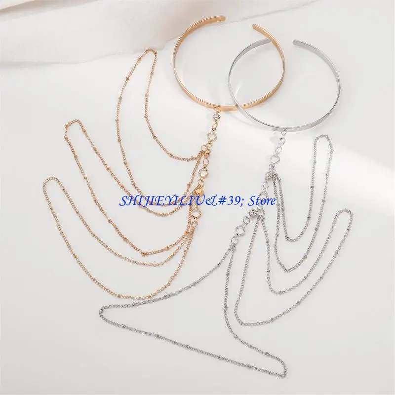 E21F Lightweight Adjustable Fringe Bangle Armband Durable Resin Detailing For Evening Party