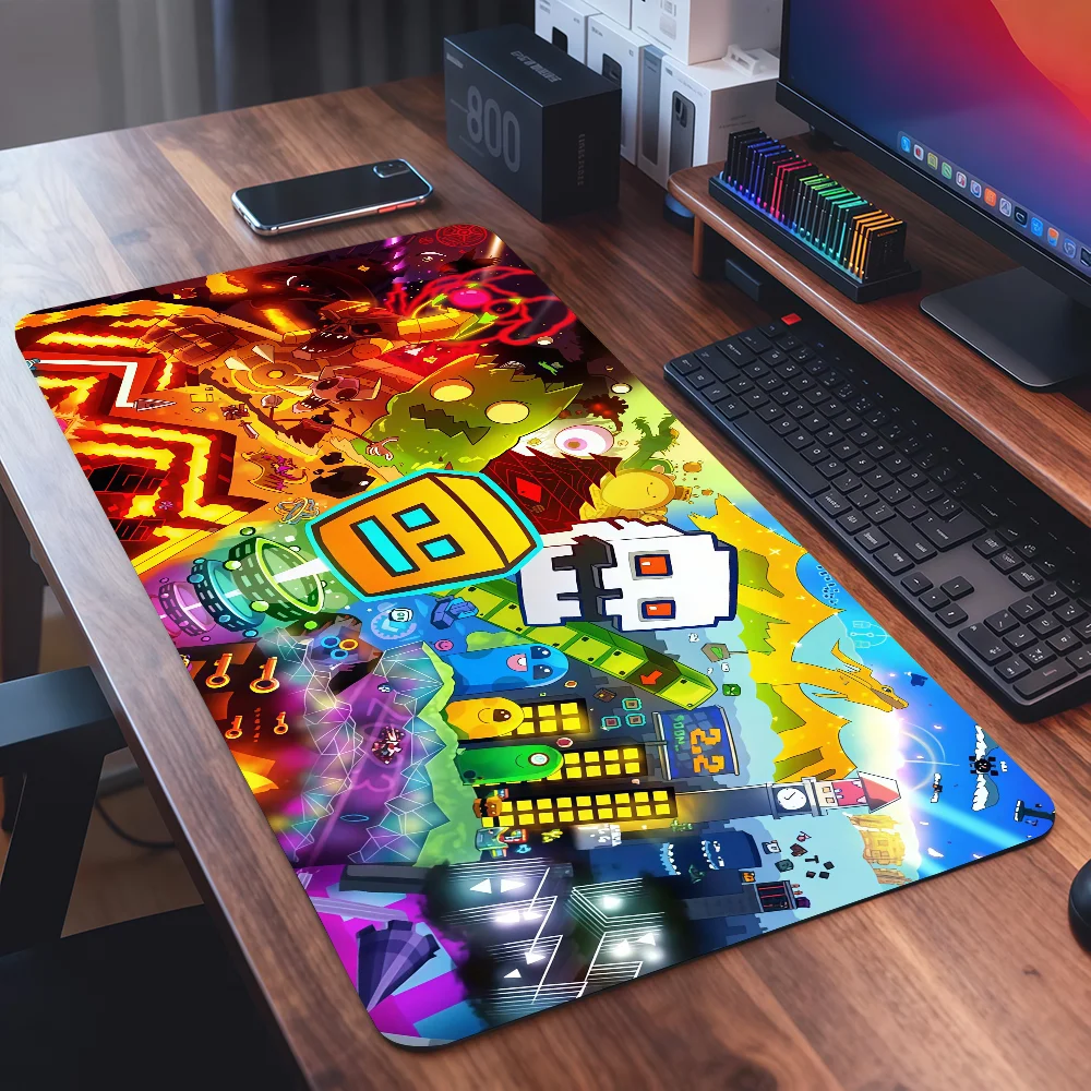 Game G-Geometry Dash Mouse Pad Square Office Gaming Desk Mat Waterproof Non-Slip Rubber Decorative