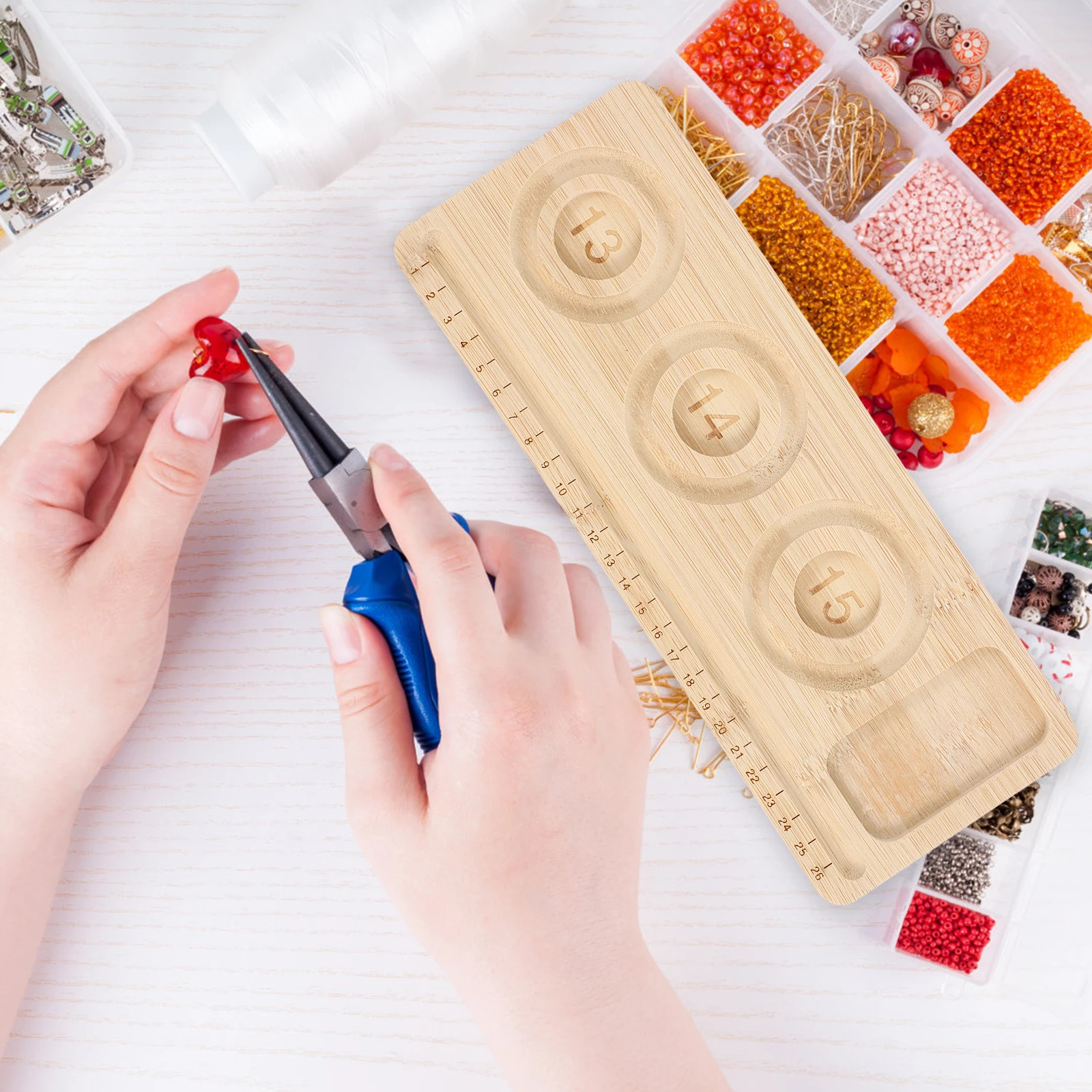 

Wood Bead Trays Multicompartment Jewelry Making Bracelet Design Board Beading Mats Portable Craft Tool Diy Serial Bracelet Maker