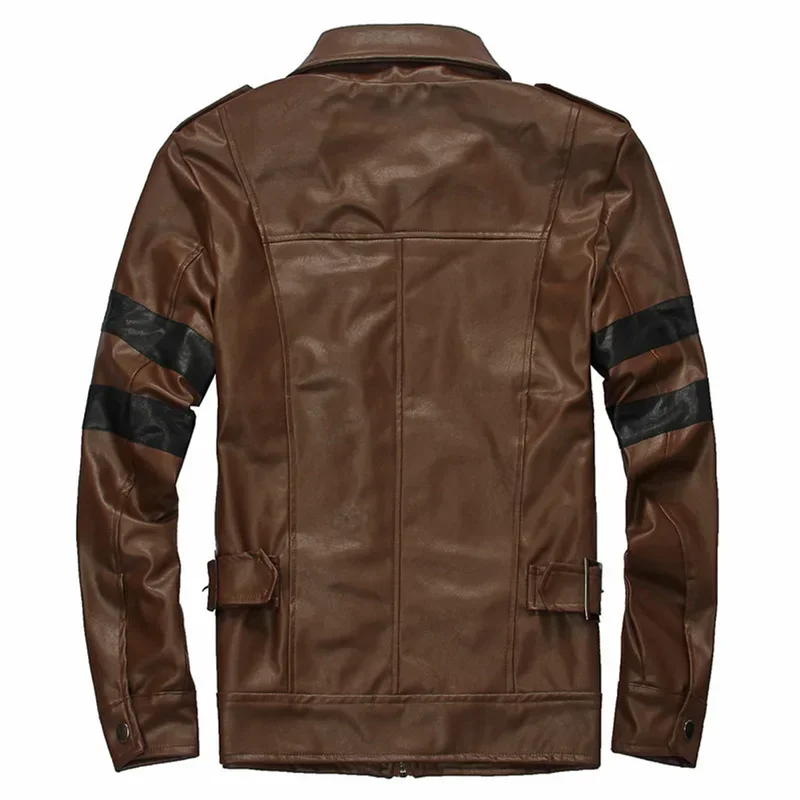 ليون كوبر سترة زي تنكري للرجال ، معطف جلد صناعي غير رسمي ، زي هالوين ، لعبة ، مقيم ، ملابس خيالية ، 4