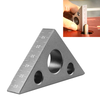 45 Degree Aluminum Alloy Angle Ruler Inch Metric Triangle Ruler Carpenter's Workshop Woodworking Square Multifunction Tool
