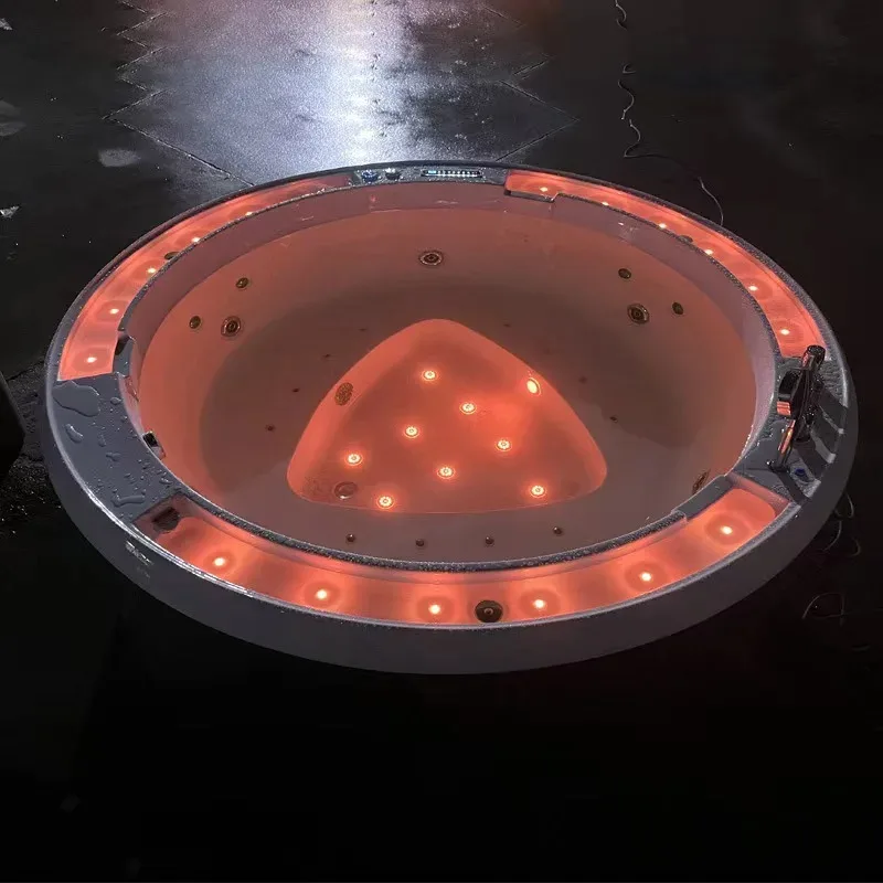 Integrated circular massage surf bathtub for 3-4 people, spa bath for hotel