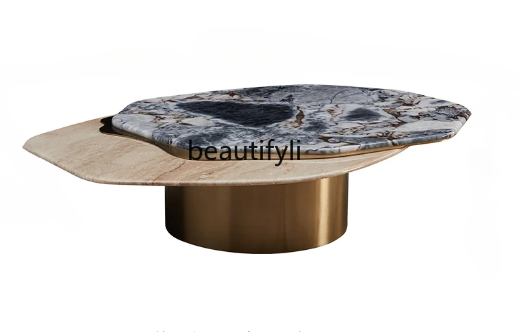 

Italian-Style Light Luxury Living Room Marble Coffee Table Modern High-Grade Design High-End Elegant Polygon Table