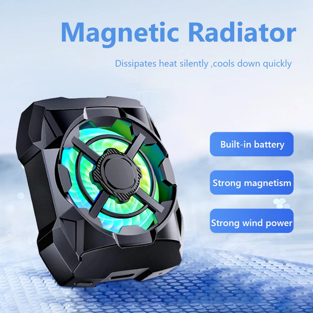 Portable Rechargeable Phone Cooler Wireless Magnetic Silent Phone Gaming Cooling Fan Radiator for Playing Games Watching Video