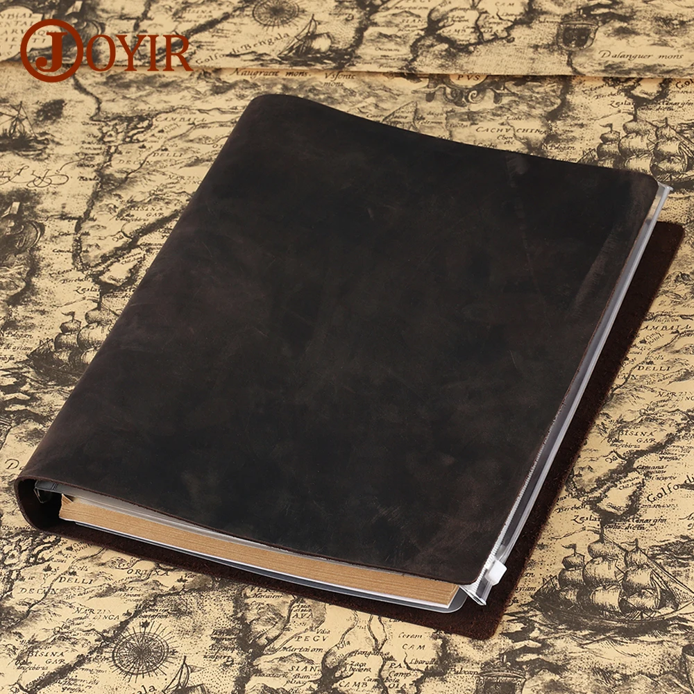 JOYIR A4 Genuine Leather Notebook Binder Refillable 4 Ring Binder Loose Leaf Personal Planner Binder Office Notepad New