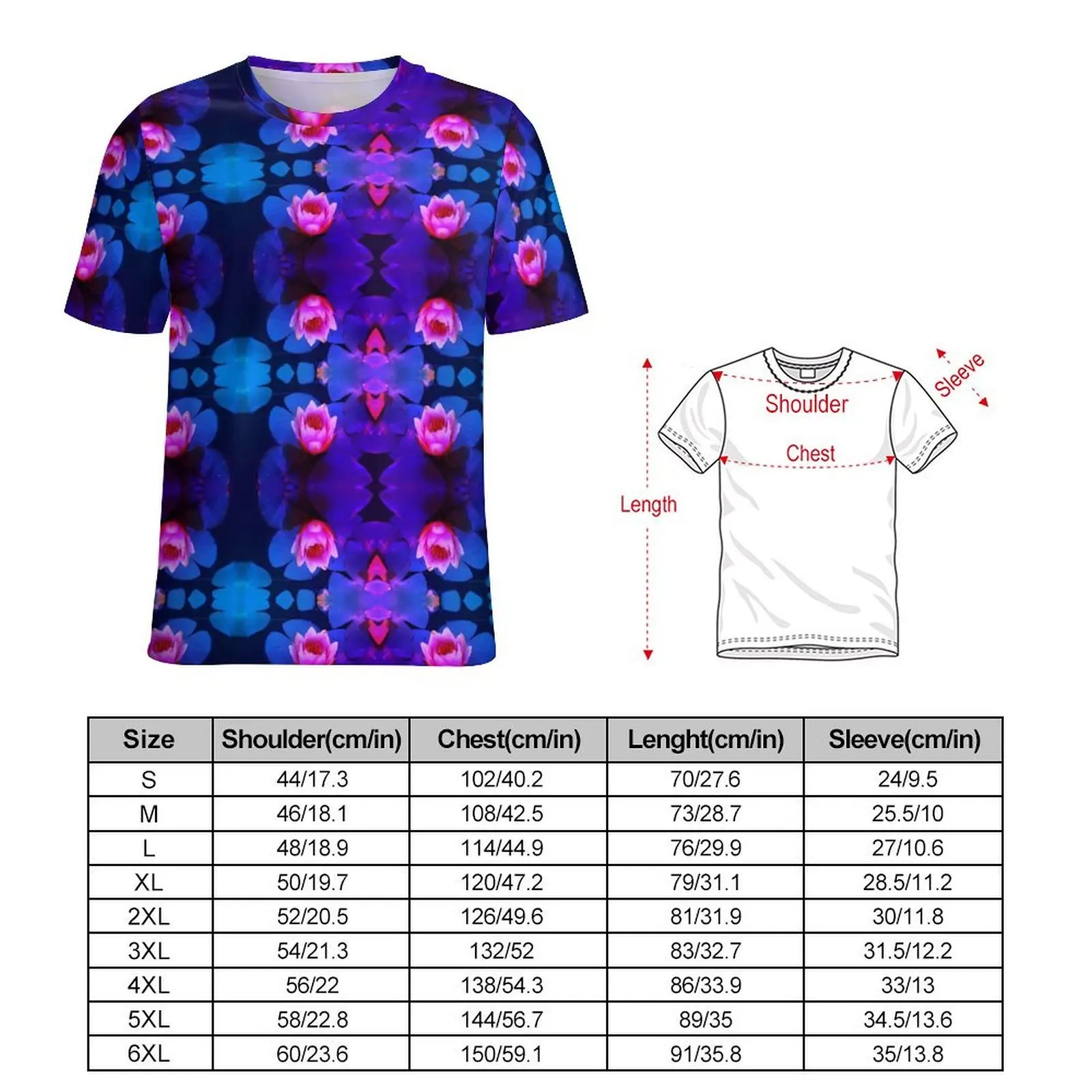 Man Pink Water Lily T Shirt Flowers Plants Cool T-Shirts Short Sleeve Custom Tops Wholesale Summer Funny Plus Size Clothing
