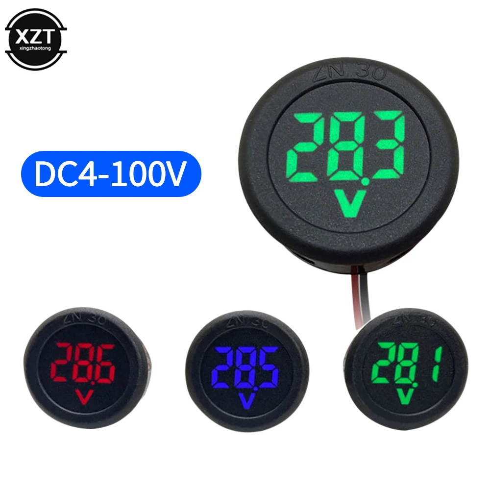 DC 4-100V LED Voltmeter Digital Display Circular Two-wire DC Digital Voltmeter Head Display Reverse Connection Protection