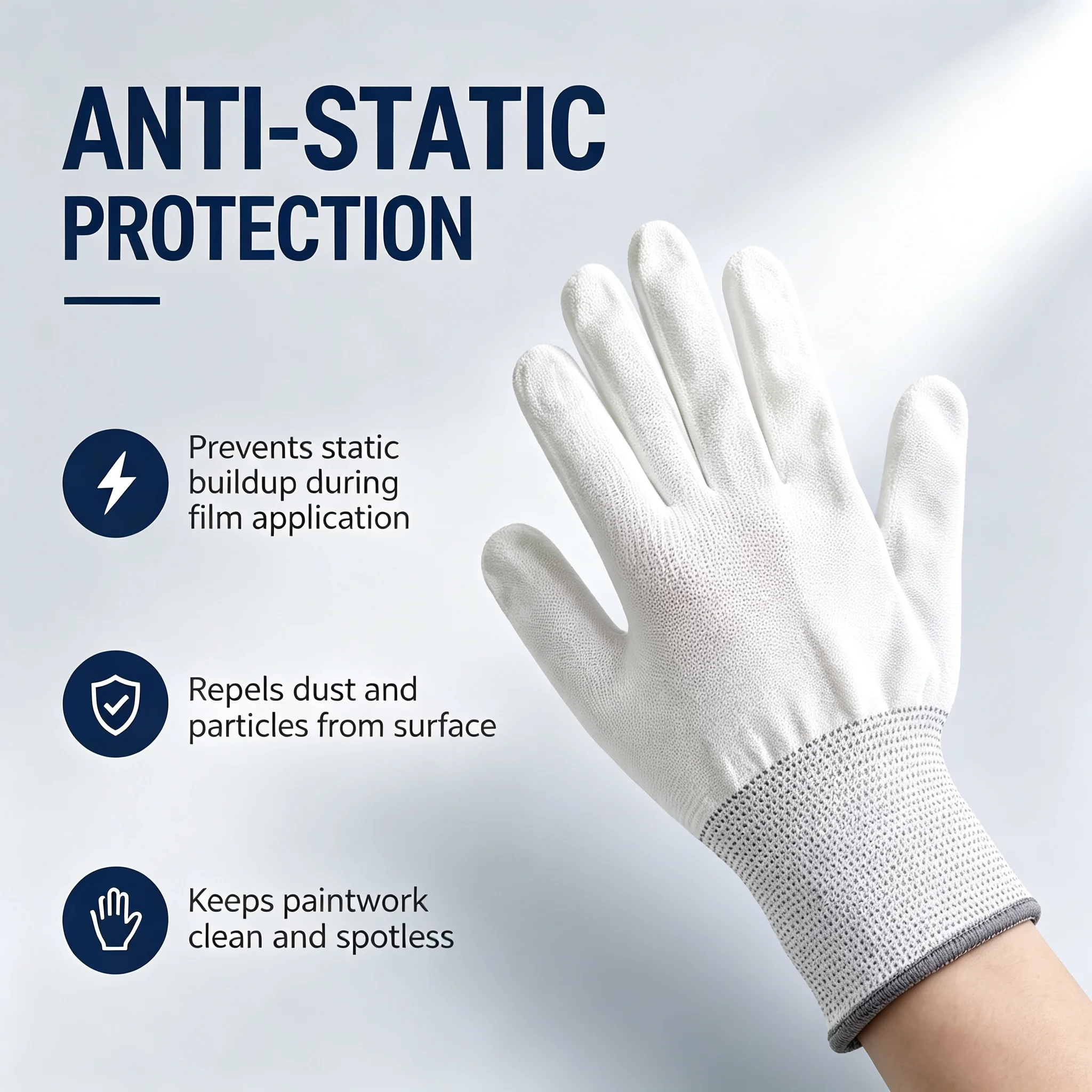Anti Static Vinyl Wrap Gloves for Car Detailing, Scratch Free No Fingerprint Gloves for PPF Paint Protection Film Application