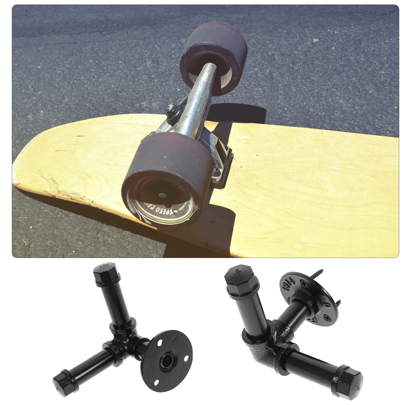 Estante de exhibición para monopatín, soporte de montaje en pared de hierro para almacenamiento en el hogar y la Oficina, Longboard, Snowboard, Kite Board, 1 Juego