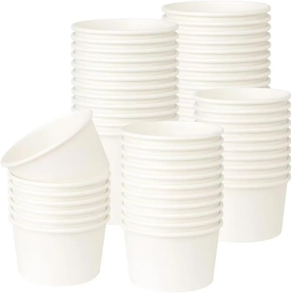 

12 oz Paper Ice Cream Cups 1000 Ct Bulk, White,Disposable Dessert, Soup bowls & Gelato Cups, Heavy Duty Food Service, Yo