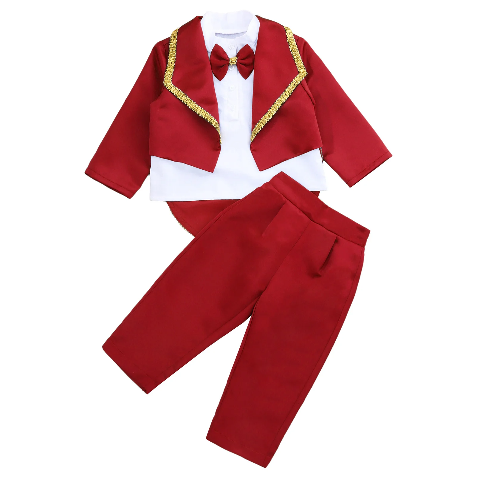 

Toddler Baby Boys Halloween Royal Prince Costume Bowknot Gentlemen Suit Tuxedo Tops with Pants for Banquet Wedding Party Baptism