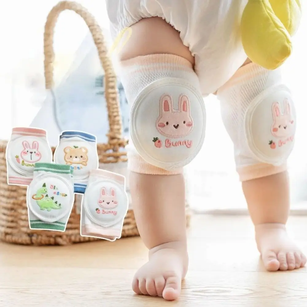 1 pair New Anti Slip Baby Cotton Knee Pads Cartoon Kids Babies Leggings Embroidery Crawl Necessary Leg Warmers