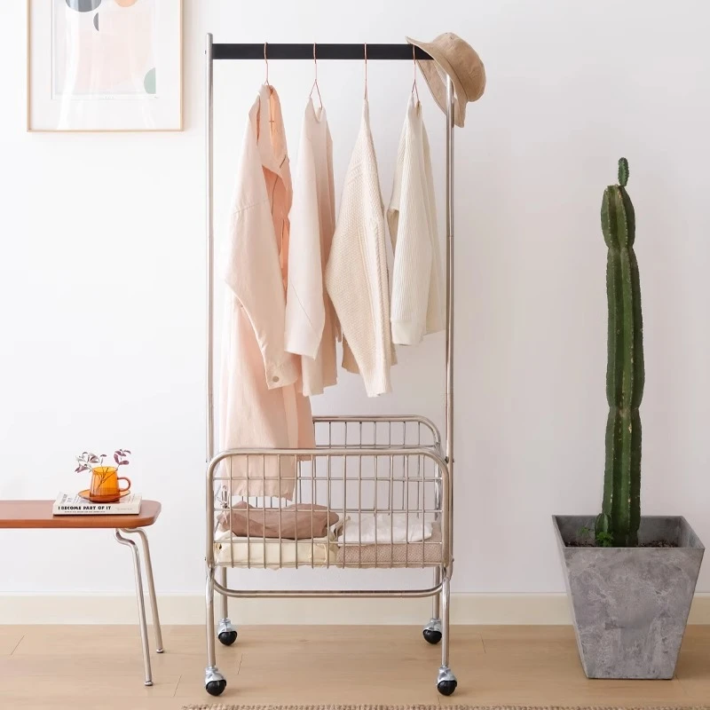 

Coat rack, Nordic bedroom entrance, stainless steel floor-to-ceiling hanger storage and movement