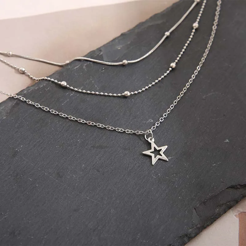 Necklace European And American Simple Temperament Lovely Atmosphere Star Moon Popular Lady Necklace Set For Women Multilayer