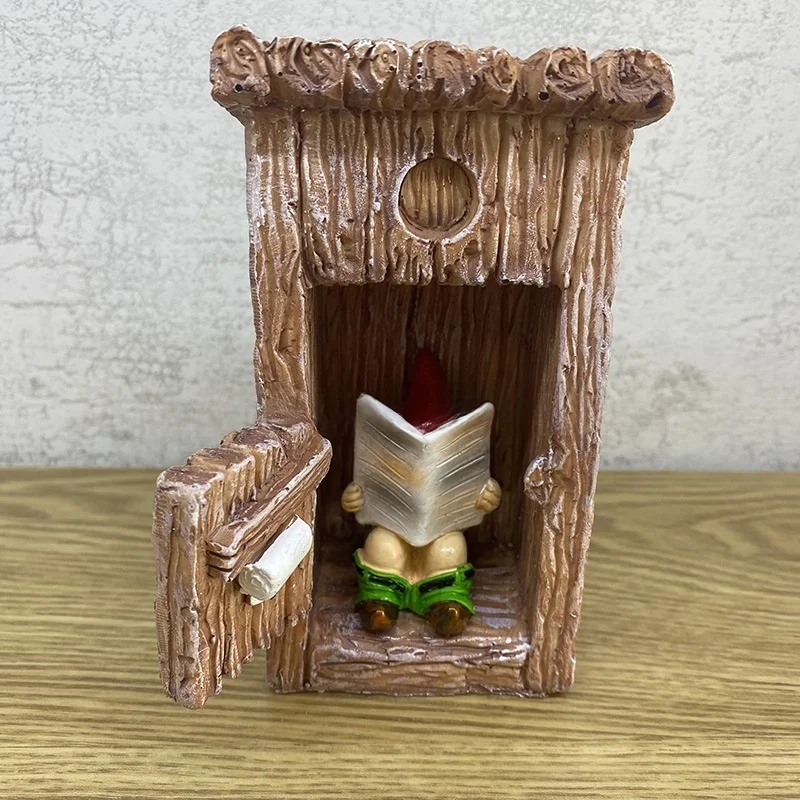 

Reading Book Gnome Statue Sculpture Forgot Closing Door Resin Funny Vivid Naughty Dwarf Figurine Ornament Garden Decor Art Craft