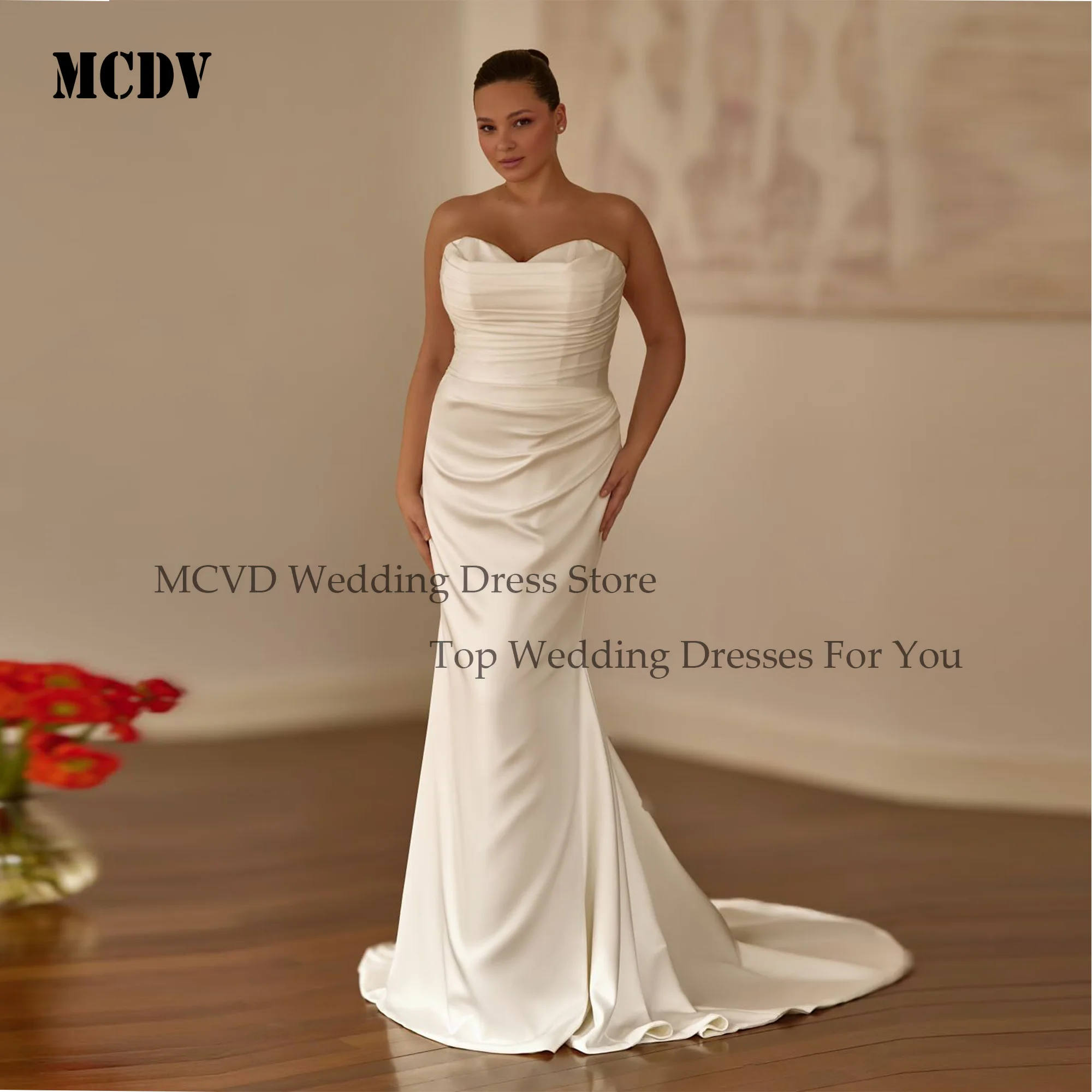 MCDV فستان زفاف مقاس كبير للعروس حورية البحر كم قابل للانفصال فساتين حفلات فاخرة مشد الظهر مخصص فيستدو دي نوفيا بودا