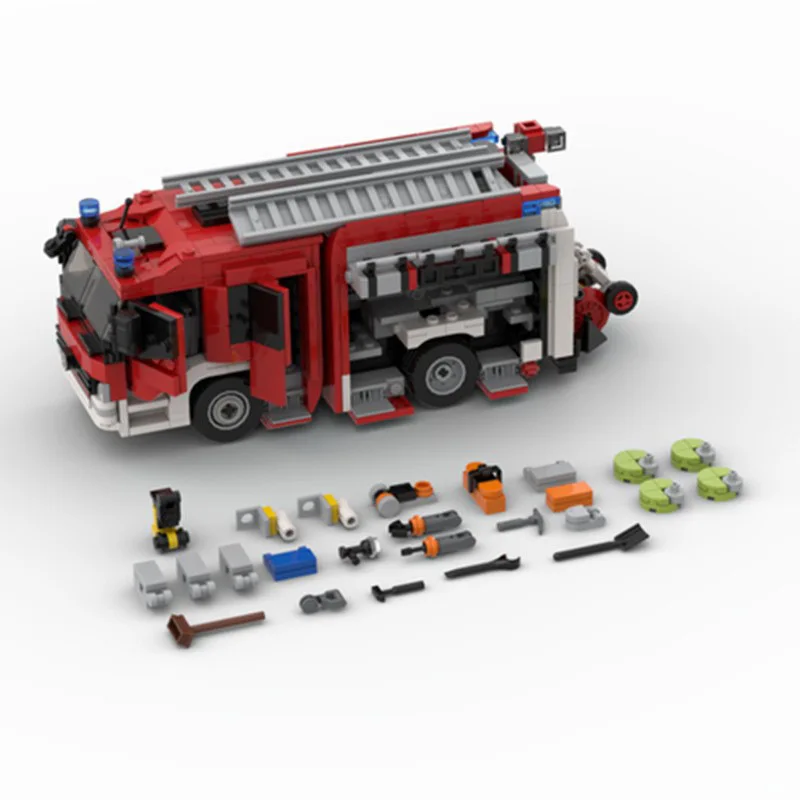 

Город Mercedes Atego Munich, пожарная бригада, специальный насос, лестница, пожарная машина, креативная сборка, строительный блок, модель игрушки, подарок на праздник