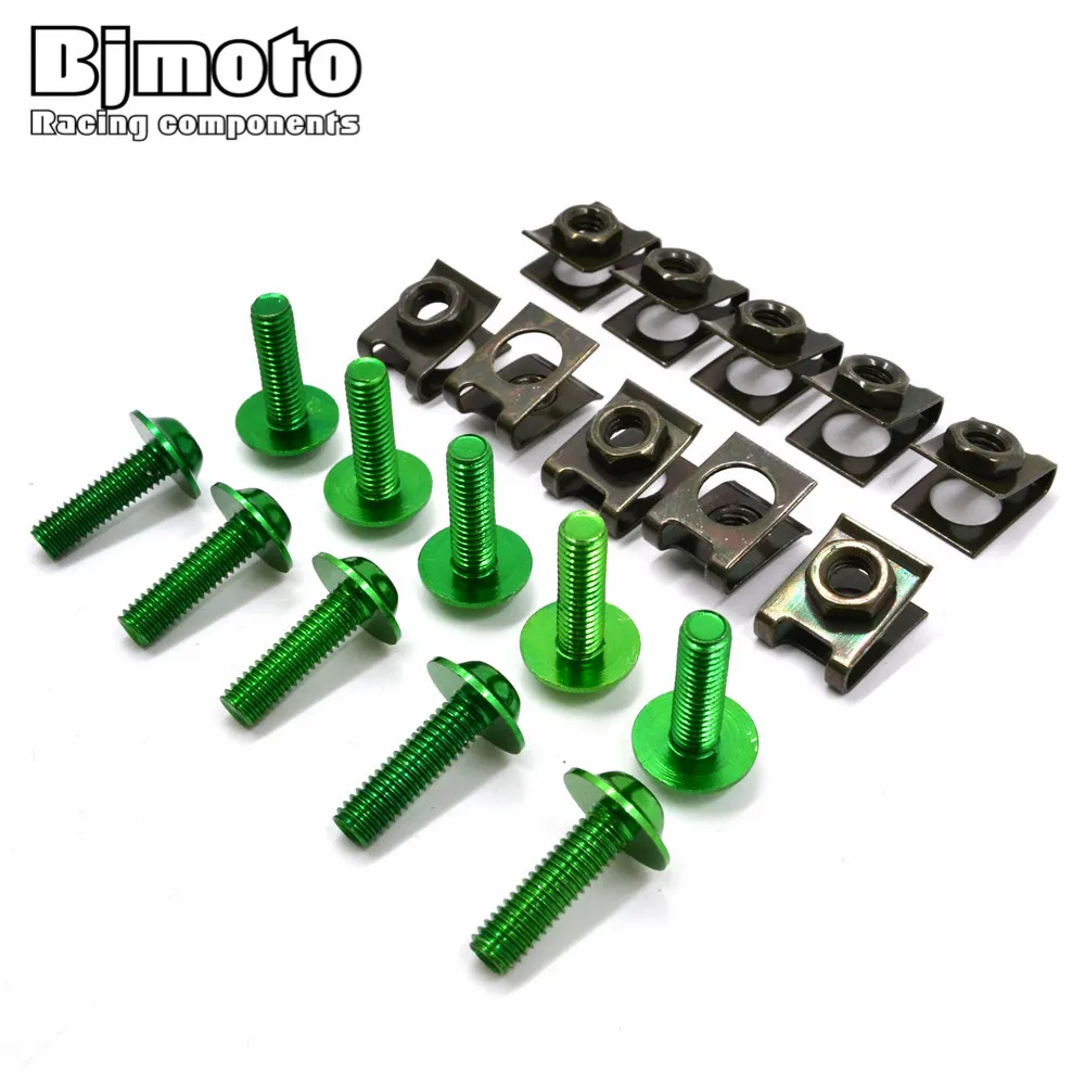 

BJMOTO 6M x 10pcs Motorcycle Fairing Bolt Screw Nuts Washers Fastener Fixation For Kawasaki Yamaha Suzuki Honda Ducati