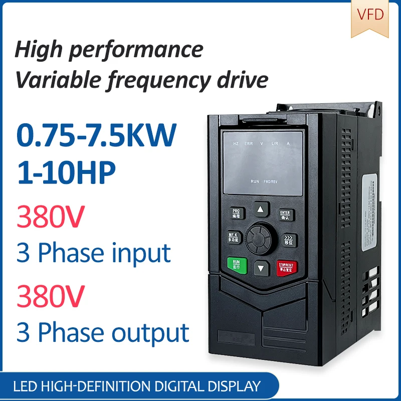 

380V 3 Phase Economical VFD Variable Frequency Drive Converter Inverter 0.75KW/7.5KW Motor Speed Controller