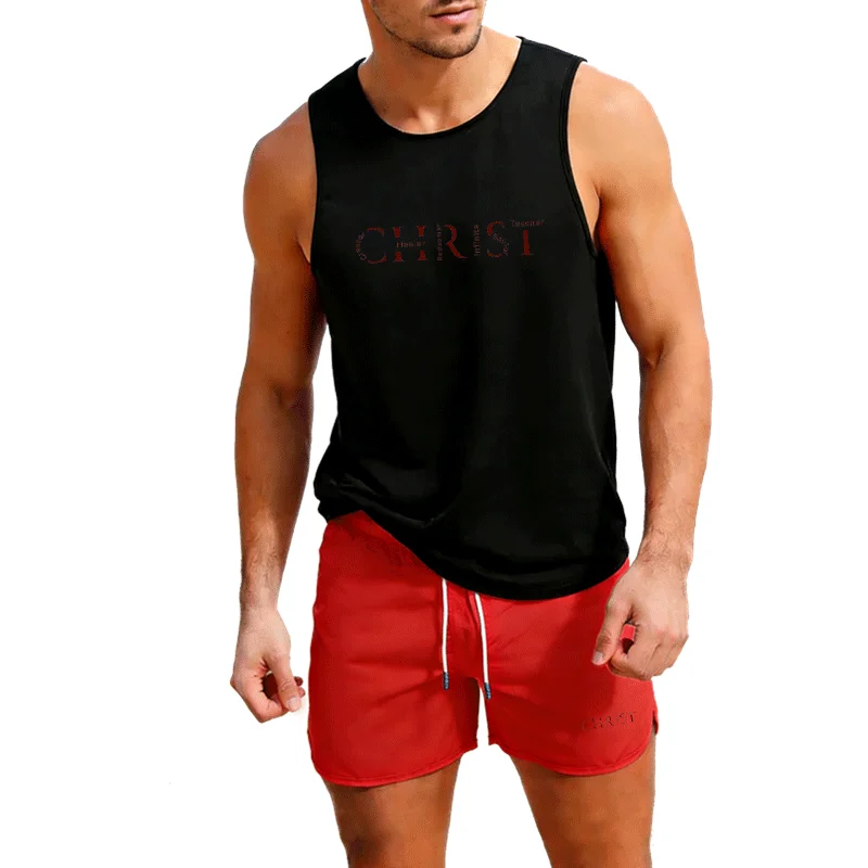 

Fitness loose men tank top sleeveless t-shirt suit fitness clothes basketball training vest men sport undershirt suit