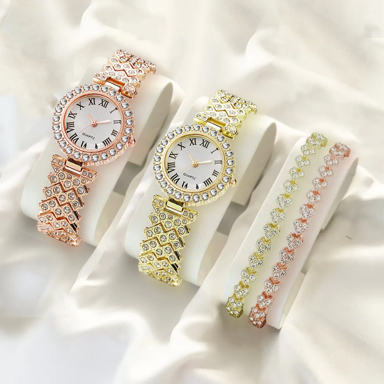 

Модные женские кварцевые часы золотого цвета из нержавеющей стали со звездным небом и бриллиантовым браслетом