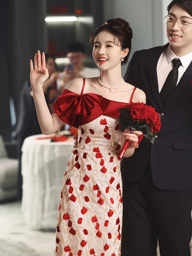 

Summer 2026 New Bridal Dr One oulder Engagement Gown Wedding Dr Code Mid-Length Korean Sle Fi Tail Gown for All O...