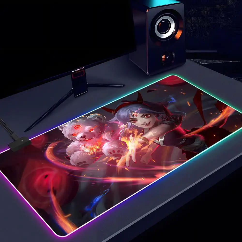 Game League of Legends Annie Mouse Pad RGB luminous 900X400mm large table mat non-slip extra large game office mouse pad