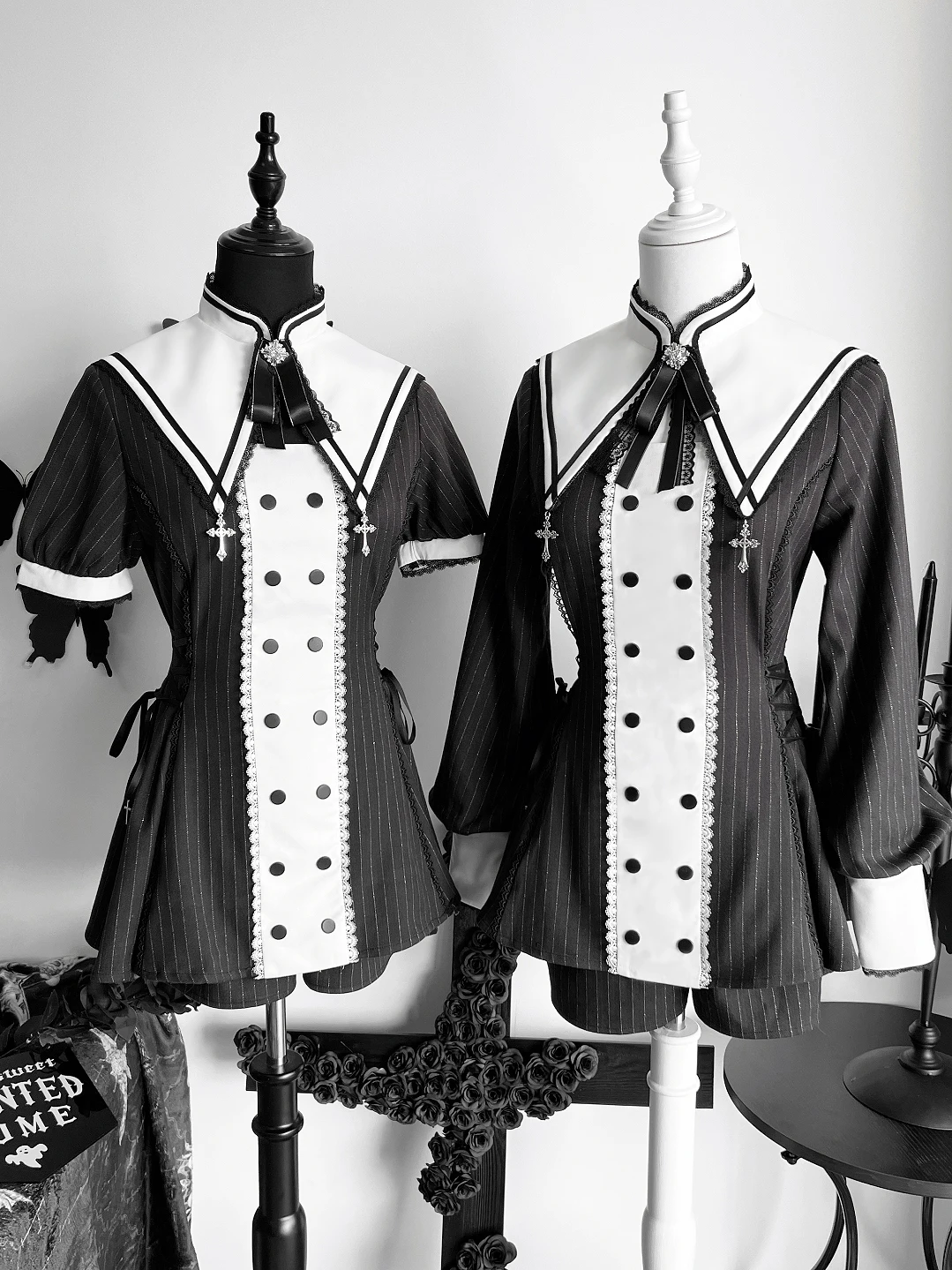 Japanese Mine Style Mass-produced Sets Striped Lace-up Slim Double-breasted Shirts Elastic High Waist Shorts Two-piece Set Women