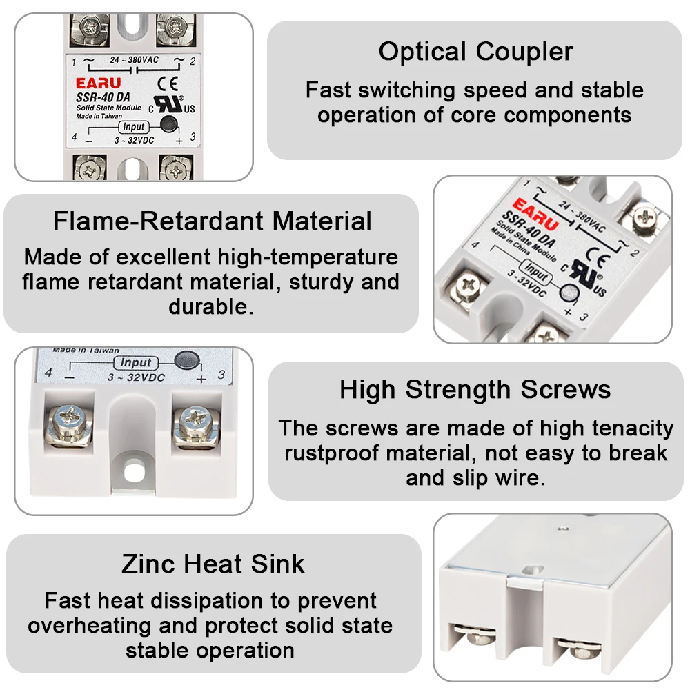 SSR-25DA SSR-40DA SSR-25AA SSR-40AA SSR-40DD SSR 10A 25A 40A DD DA AA Solid State Relay Module for PID Temperature Control